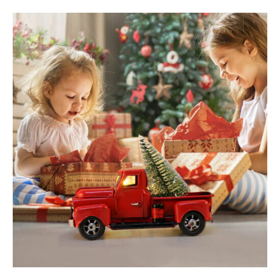 Red Metal Truck Vintage & Movable Wheels Old Car Model Kids Gifts Desktop Decor {8}
