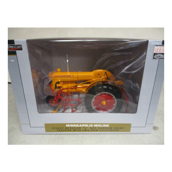SpecCast Minneapolis Moline Model U Toy Tractor with Cultivator, 1/16 Scale, NIB {1}