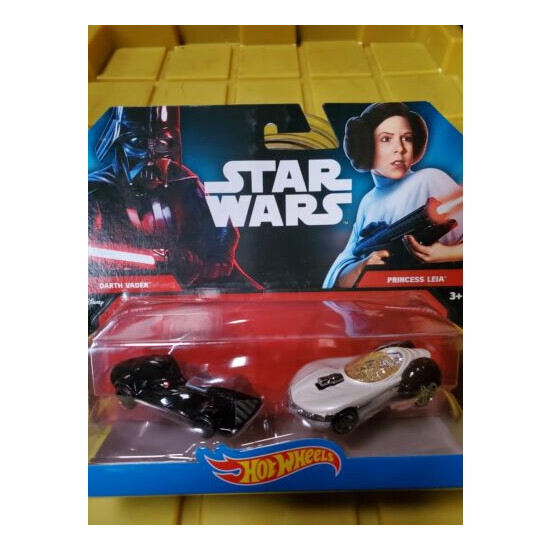 Star Wars Hot Wheels Darth Vader & Princess Leia 2 Pack Die Cast Cars {1}