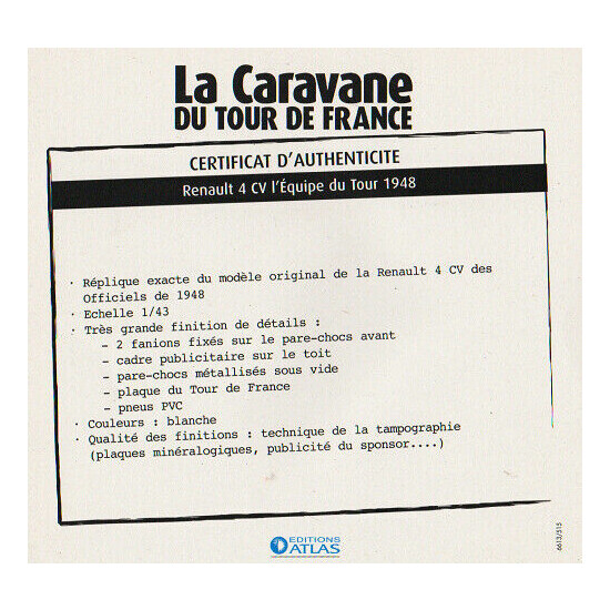 Certificate of authenticity the caravan tour de France to choice see list  {49}