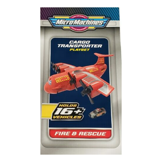 Micro Machines Fire & Rescue CARGO TRANSPORTER Playset Car Holds 16+ Vehicles {7}