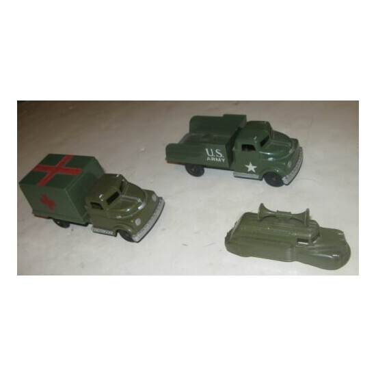 (3) 1960s EARLY VINTAGE PYRO HARD PLASTIC MILITARY VEHICLES LOT VERY COOL CLEAN {1}