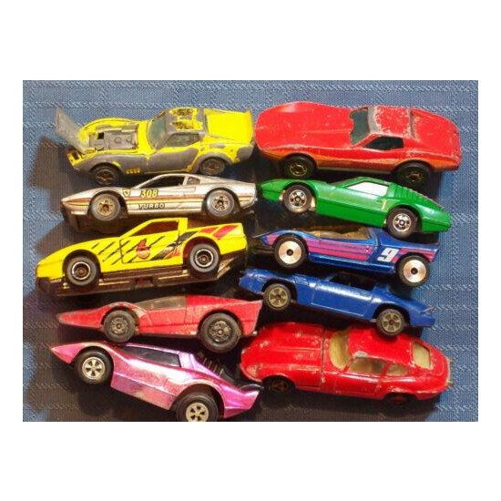 TOY CARS LOT 10 BLUE Z28, 6; YELLOW: VETTE KIDCO, 500 MILES 9; SILVER TURBO 308  {10}