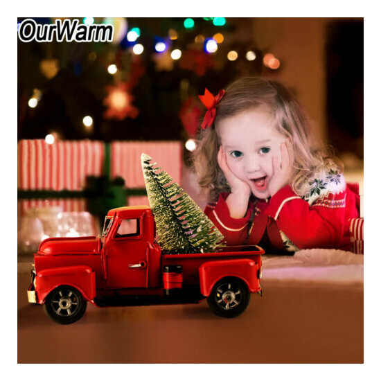 Red Metal Truck Vintage & Movable Wheels Old Car Model Kids Gifts Desktop Decor {2}