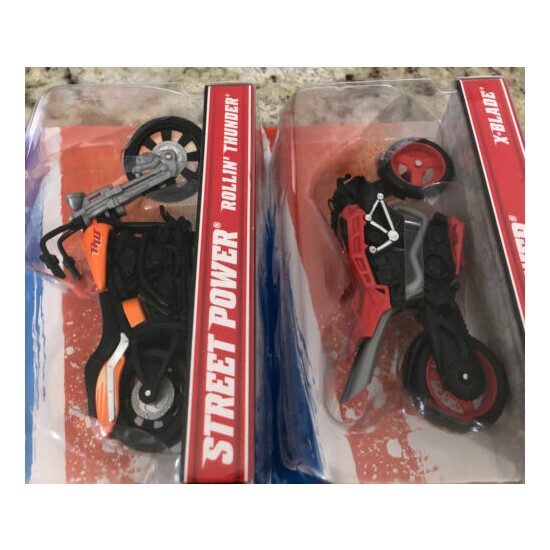 2 Collectible Hot Wheels Street Rollin Thunder & X-Blade Motorcycles Bikes {5}