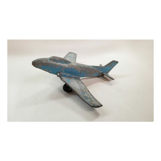 Vintage Toy Airplane Midgetoy Rockford IL Metal Navy Plane - Blue {1}
