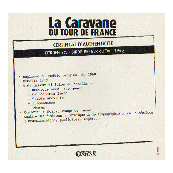 Certificate of authenticity the caravan tour de France to choice see list  {4}