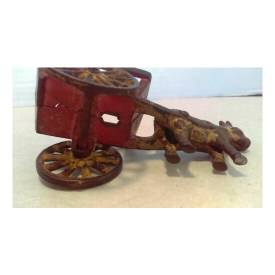 5" Antique 1906 Cast Iron Toy Ox Drawn Farm Cart/Wagon Arcade? Kenton? Hubley? {7}