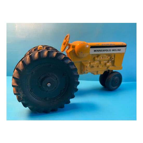 Vtg ERTL Co. Dyersville, IA. Minneapolis Moline MM Tractor Yellow Black Wheels {2}
