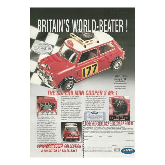 1994 CORGI advertisement for MINI COOPER S Mk1 model, British advert {1}