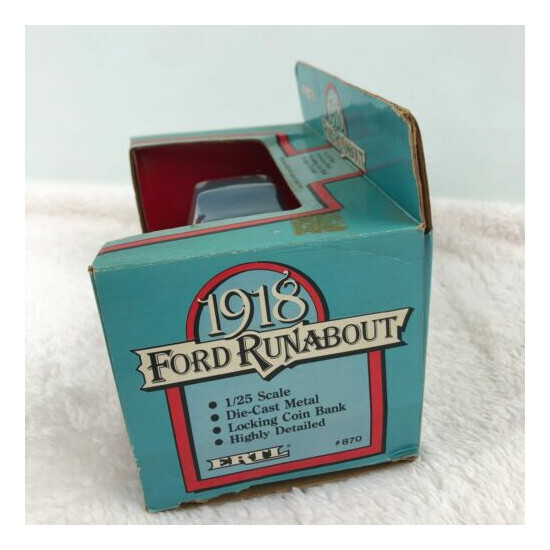 ERTL 1918 Ford Runabout Blue Die-Cast Metal Locking Coin Bank 1/25 Scale Car {9}
