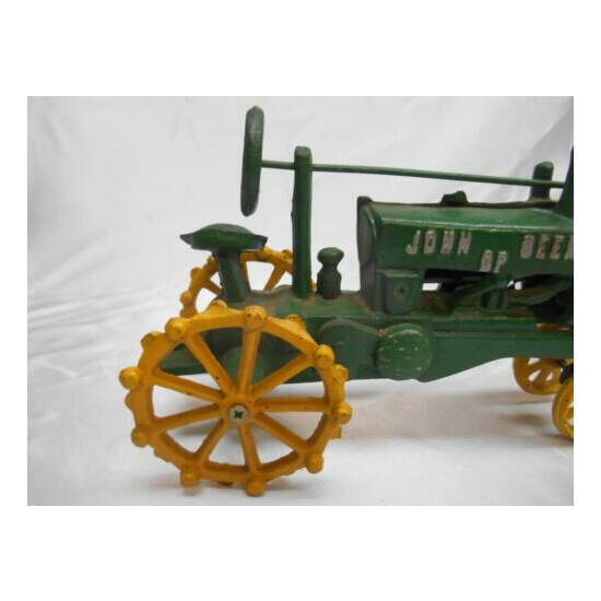 Old Vtg JOHN DEERE CAST IRON TRACTOR TOY FARM VEHICLE ADVERTISING Agriculture {4}