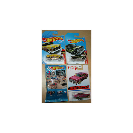 Hot Wheels 55 CHEVY Lot Of 4 2017-21 FLYING CUSTOMS Mystery Models Chase 50th  {1}