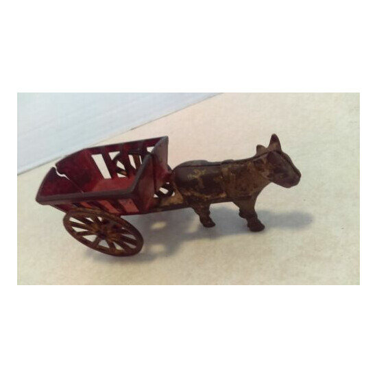 5" Antique 1906 Cast Iron Toy Ox Drawn Farm Cart/Wagon Arcade? Kenton? Hubley? {3}