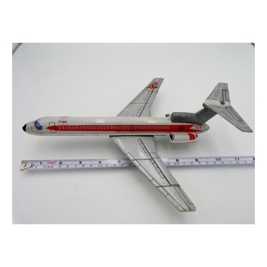 Vintage Kyowa Japan Tin Litho Friction TWA Boeing 727 Jet Nomura  {5}