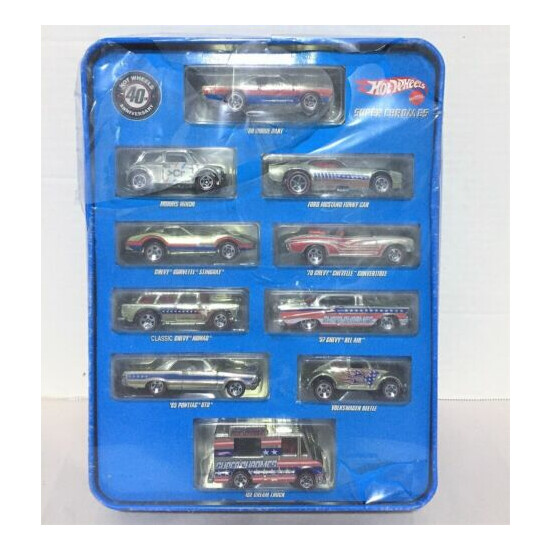 2008 Hot Wheels Super Chromes Tin Box Car Set Target Exclusive 40th Anniversary {1}