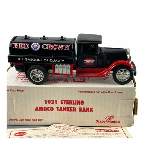 1993 Ertl 1931 Sterling Amoco Red Crown Gasoline Locking Coin Bank stk#FX5555 {5}