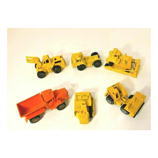 Lot 6 Vtg Hot Wheels Matchbox Car Yellow Earth Mover Bulldozer Dump Truck Loader {3}