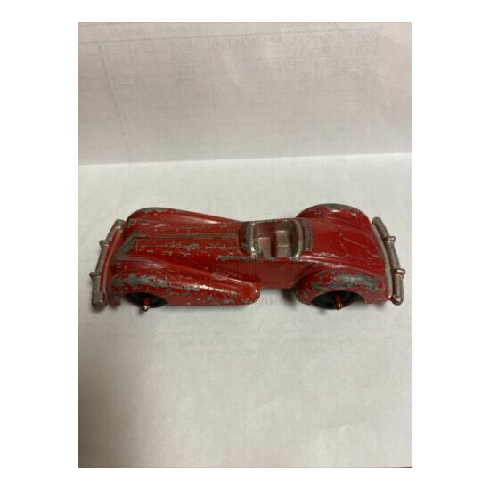 MANOIL #708 ROADSTER TOY CAR 4-1/2" RED DIE-CAST METAL, RUBBER TIRES {1}
