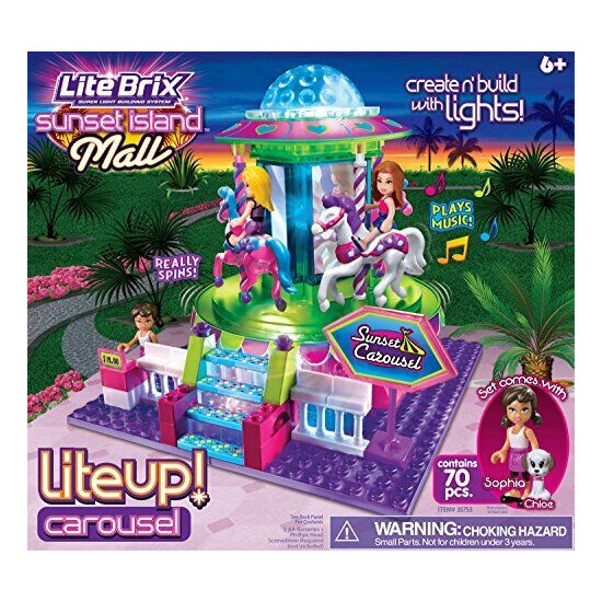 Cra-Z-Art Lite Brix Carousel Building Playset Spins Music Children Kid Toy Gift {4}