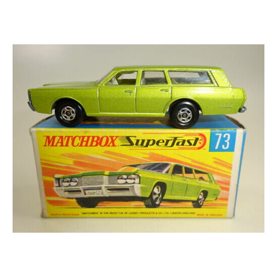 Matchbox Superfast No. 73A Mercury Station Wagon met. green no filler cap cast {1}
