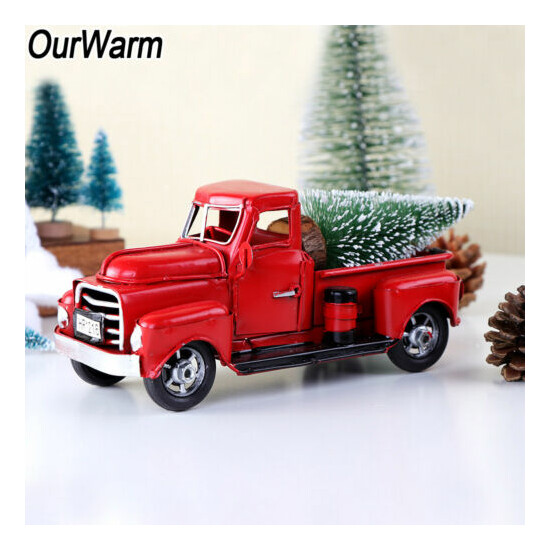 Red Metal Truck Vintage & Movable Wheels Old Car Model Kids Gifts Desktop Decor {1}