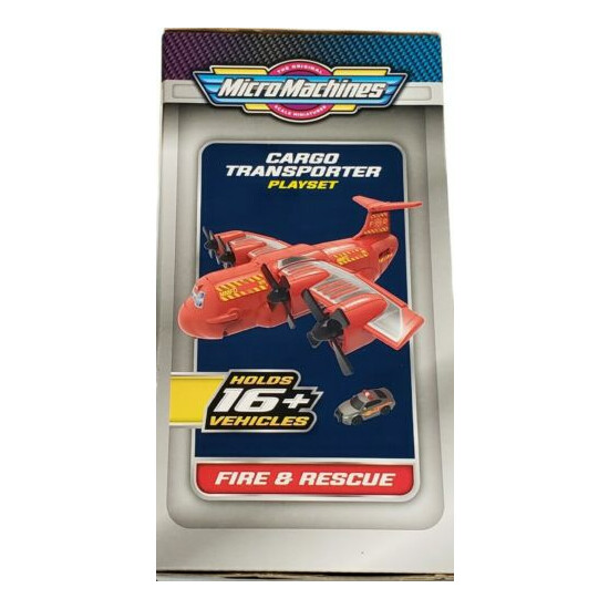 Micro Machines Fire & Rescue CARGO TRANSPORTER Playset Car Holds 16+ Vehicles {4}
