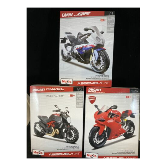 (3) Maisto Motorcycle DUCATI & BMW Carbon Assembly Building Metal Model Kit 1:12 {1}
