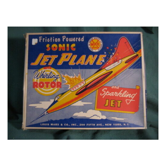 Marx Sonic Jet Plane Friction Toy ORIGINAL BOX ONLY NICE VERY COLORFUL {2}