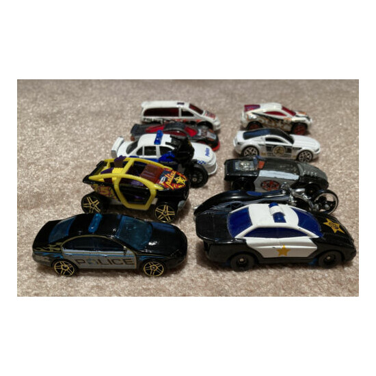 Lot Of 11 Die Cast Police Cars/motorcycles Mostly Hot Wheels Years Vary {4}