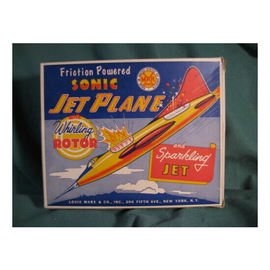 Marx Sonic Jet Plane Friction Toy ORIGINAL BOX ONLY NICE VERY COLORFUL {1}