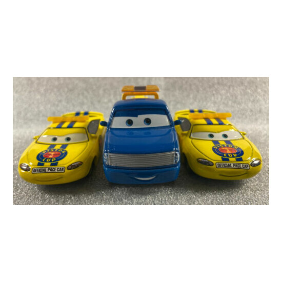 Disney Pixar Cars Piston Cup Charlie Checker Pace Car (2 Variants) & Tow Truck {3}