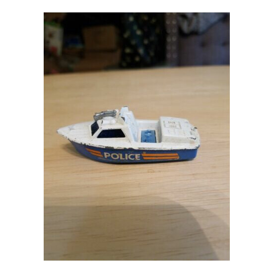 Vintage Matchbox Superfast Police Launch 1976 Boat Ship Emergency Vessel Toy car {6}
