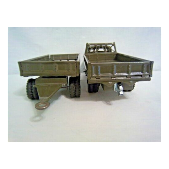 Vintage Green Army Truck w/trailer ~ Japanese Tin ~ friction  {4}
