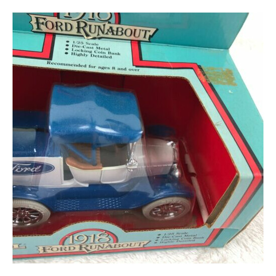 ERTL 1918 Ford Runabout Blue Die-Cast Metal Locking Coin Bank 1/25 Scale Car {12}