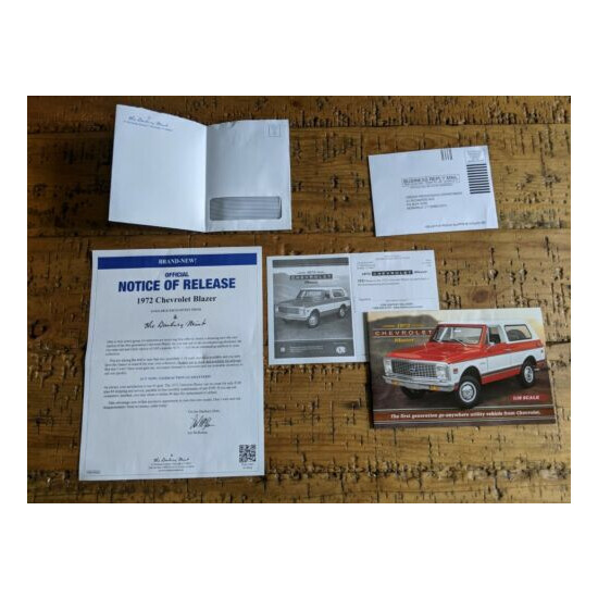 Danbury Mint Acme 1972 Chevrolet Blazer 1/18 Mailing Brochure New Complete {1}