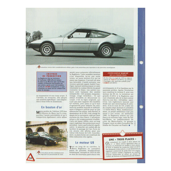 Automobile spec sheet-matra bagheera 1973  {2}