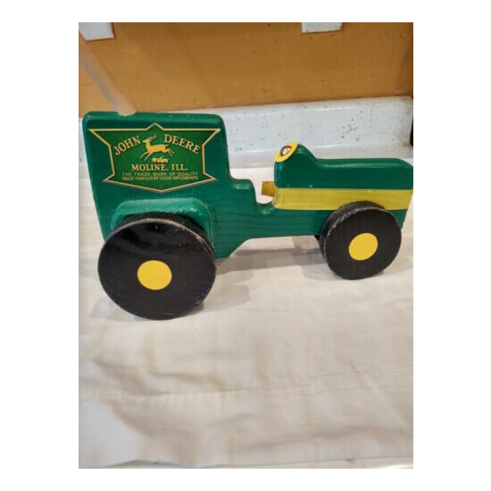 John Deere Moline Ill Trade Mark Wood Push Pull Tractor Toddler Vintage  {3}