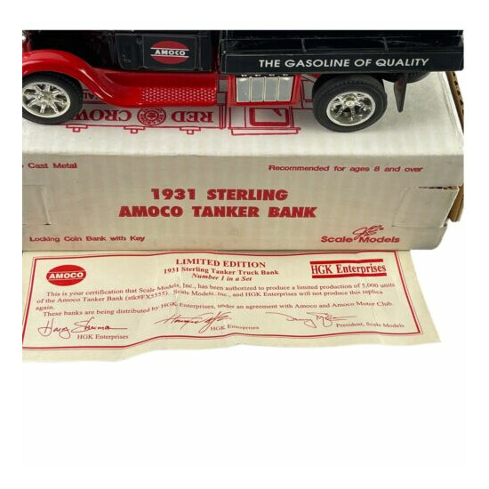 1993 Ertl 1931 Sterling Amoco Red Crown Gasoline Locking Coin Bank stk#FX5555 {2}
