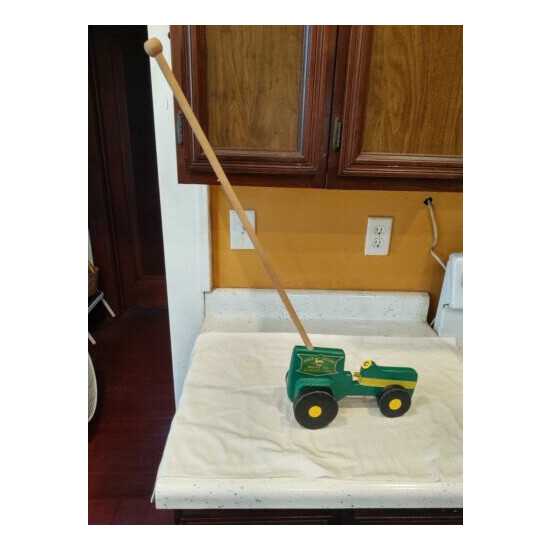 John Deere Moline Ill Trade Mark Wood Push Pull Tractor Toddler Vintage  {1}