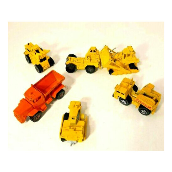Lot 6 Vtg Hot Wheels Matchbox Car Yellow Earth Mover Bulldozer Dump Truck Loader {5}