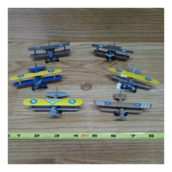 Lot of 6 Diecast 3 inch Bi-planes Unbranded Preowned Free Shipping {1}