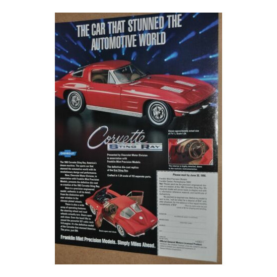 1990 Franklin Mint advertisement for the 1963 Corvette Sting Ray print ad {1}