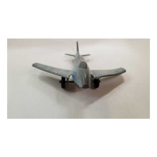 Vintage Toy Airplane Midgetoy Rockford IL Metal Navy Plane - Blue {2}