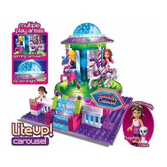 Cra-Z-Art Lite Brix Carousel Building Playset Spins Music Children Kid Toy Gift {5}