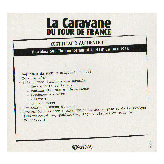 Certificate of authenticity the caravan tour de France to choice see list  {15}
