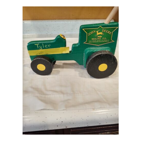 John Deere Moline Ill Trade Mark Wood Push Pull Tractor Toddler Vintage  {4}