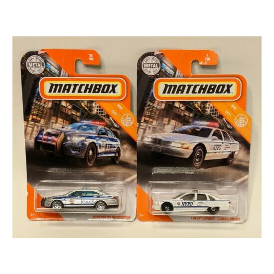  (2) New Matchbox Cars Diecast 1:64 Police NYPD Cop  {1}