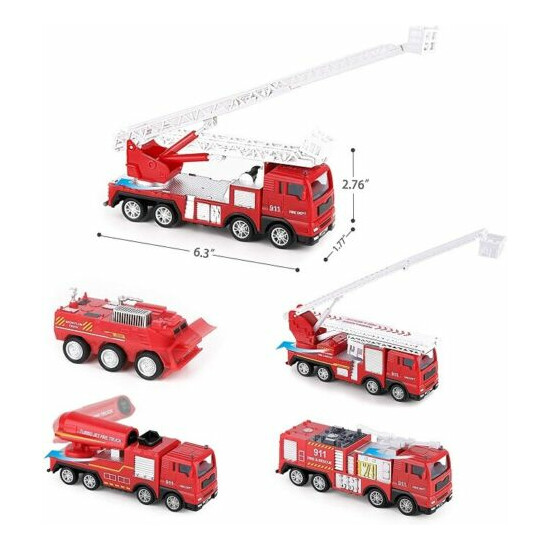 Kids Trucks Play Set 5 Emergency Rescue Vehicles W/ Station Crane + More Ages 3+ {3}