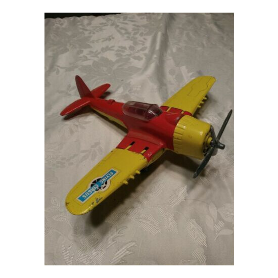 VTG Hubley Kiddie Flying Circus Toy War Fighter Plane # 495 Yellow Orange Rare {1}
